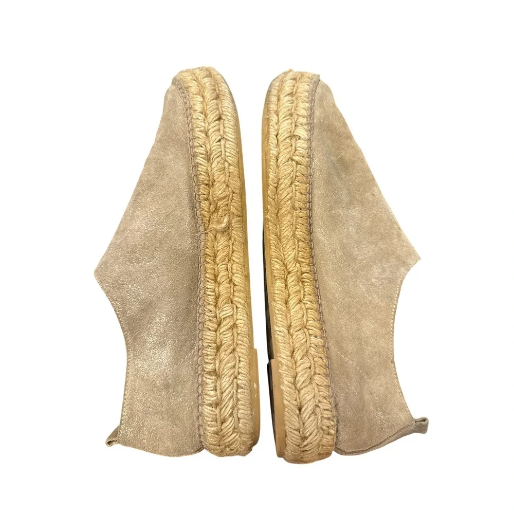 Eric Michael Espadrille‎ Flats Women 41 Tan Metallic Suede Zip Spain